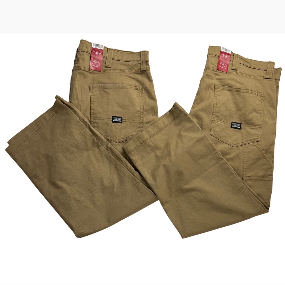 Lot of 2 Levi Strauss Signature Mens Carpenter Pants 40x30 Brown Workwear Loose